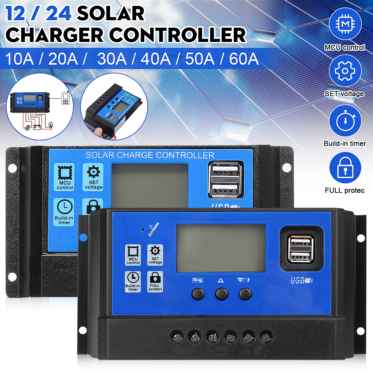 Pwm Charge Controller - 10/20/30/40/50/60/100A PWM Solar Charge and Discharge