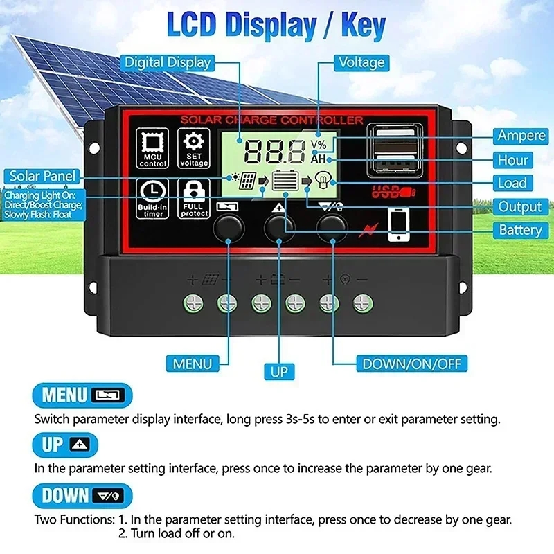 12V/24V10A-100A LCD Display Du - Pwm Charge Controller incelemesi ve fiyatı