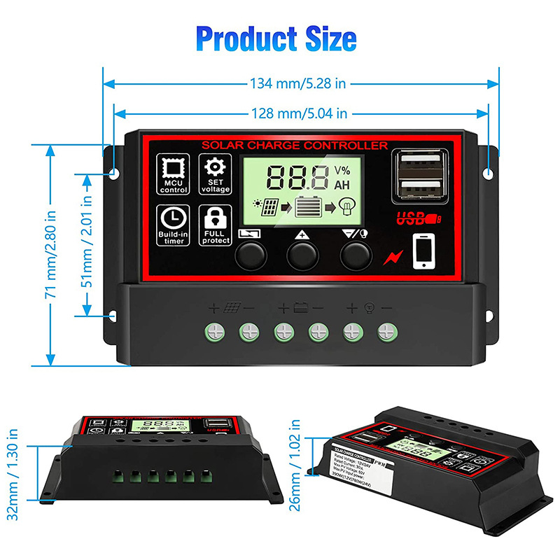 12V/24V10A-100A LCD Display Du - Pwm Charge Controller incelemesi ve fiyatı