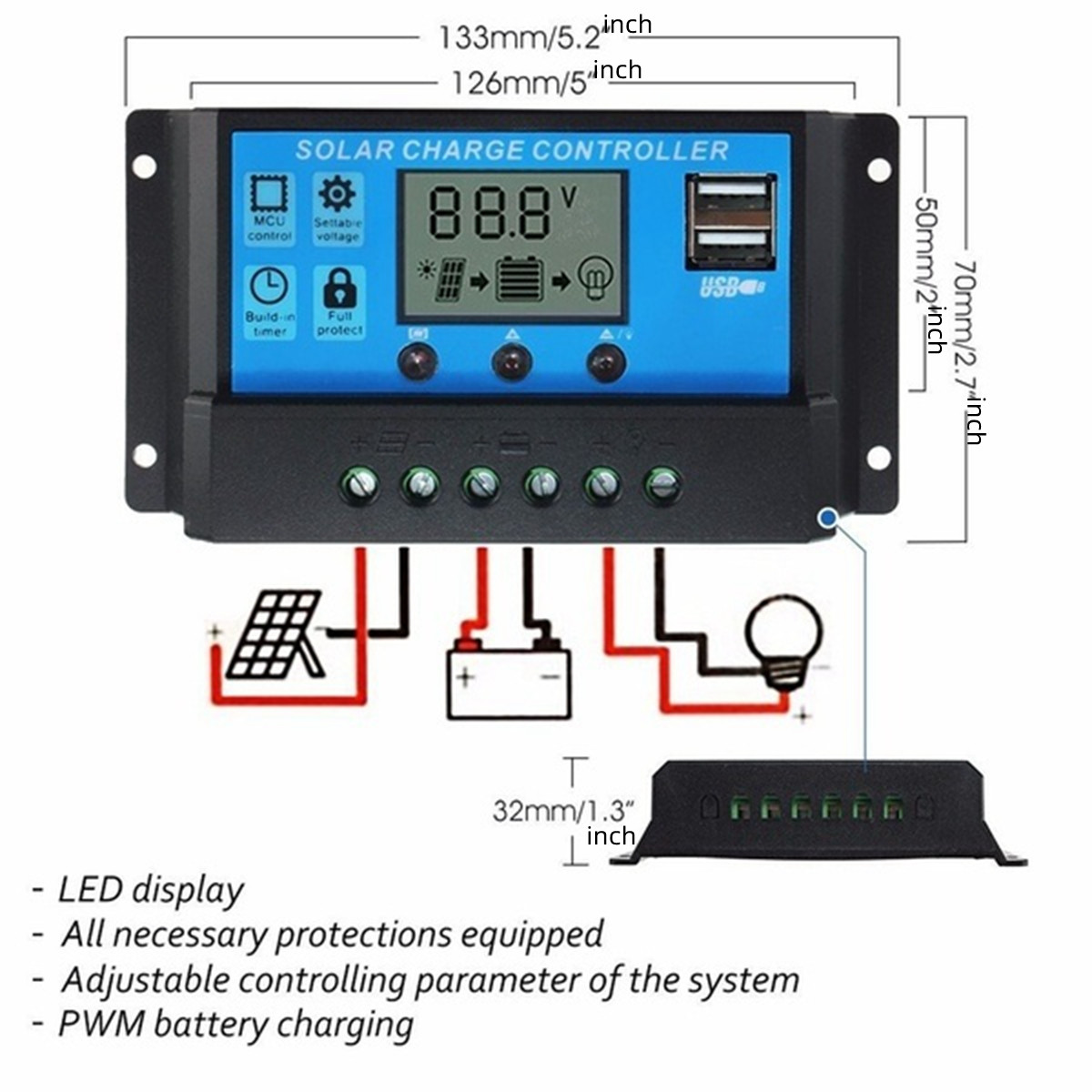 10/20/30/40/50/60/100A PWM Sol - Pwm Charge Controller incelemesi ve fiyatı